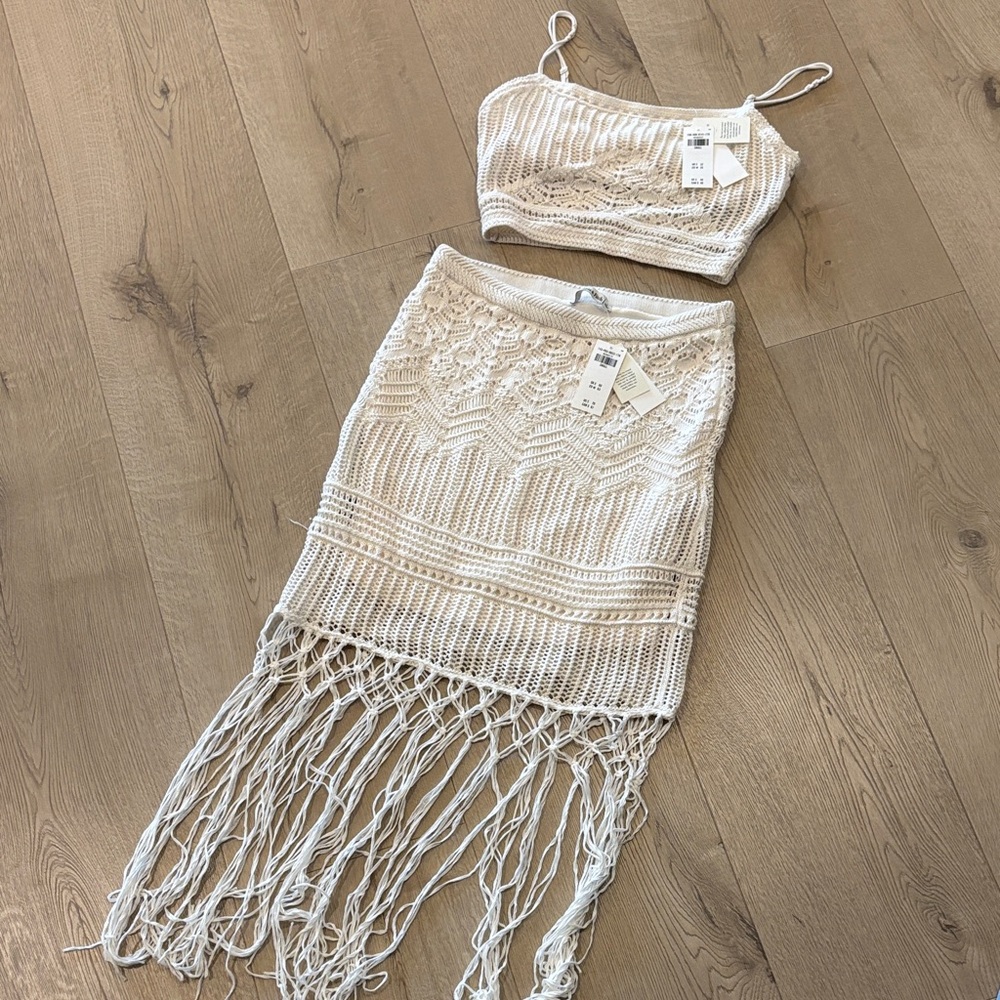 Abercrombie & Fitch Cream Knit Top AND skirt set